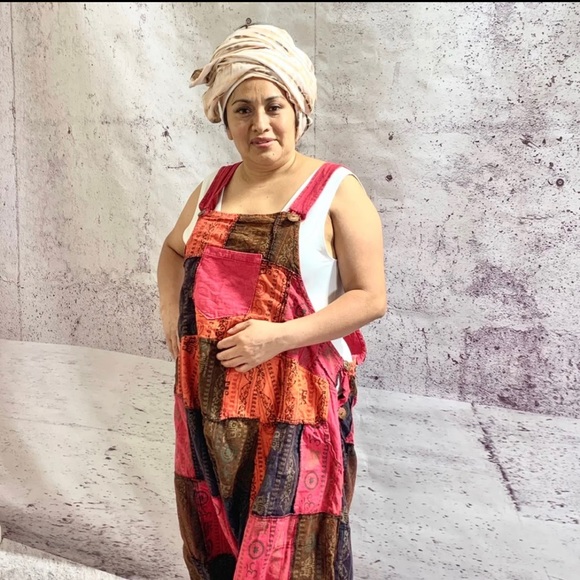 Handmade batik patchwork jumpsuit One Plus Size - Picture 5 of 11